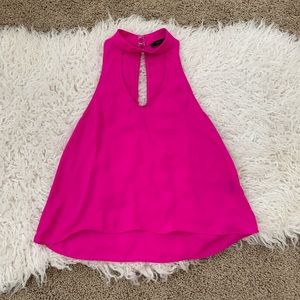Olivaceous Small Hot Pink Key Hole Neckline Shirt